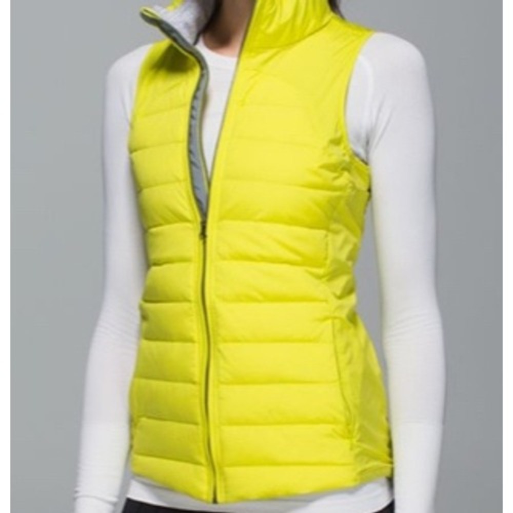 Lululemon Fluffed Up Vest Puffer Goose Down Yellow 10 Athletic Sporty Outdoor